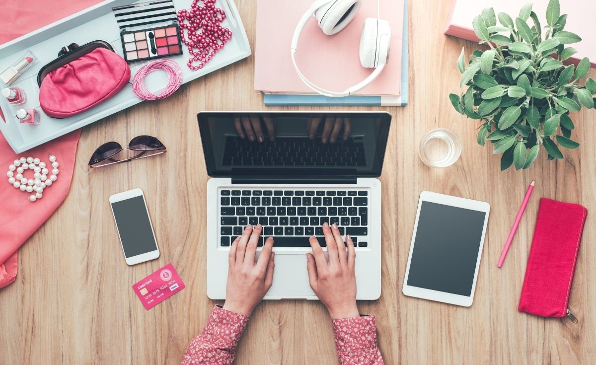 content creator working on her blog