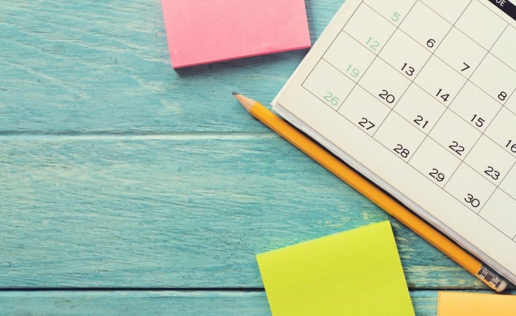 photo of a printed calendar
